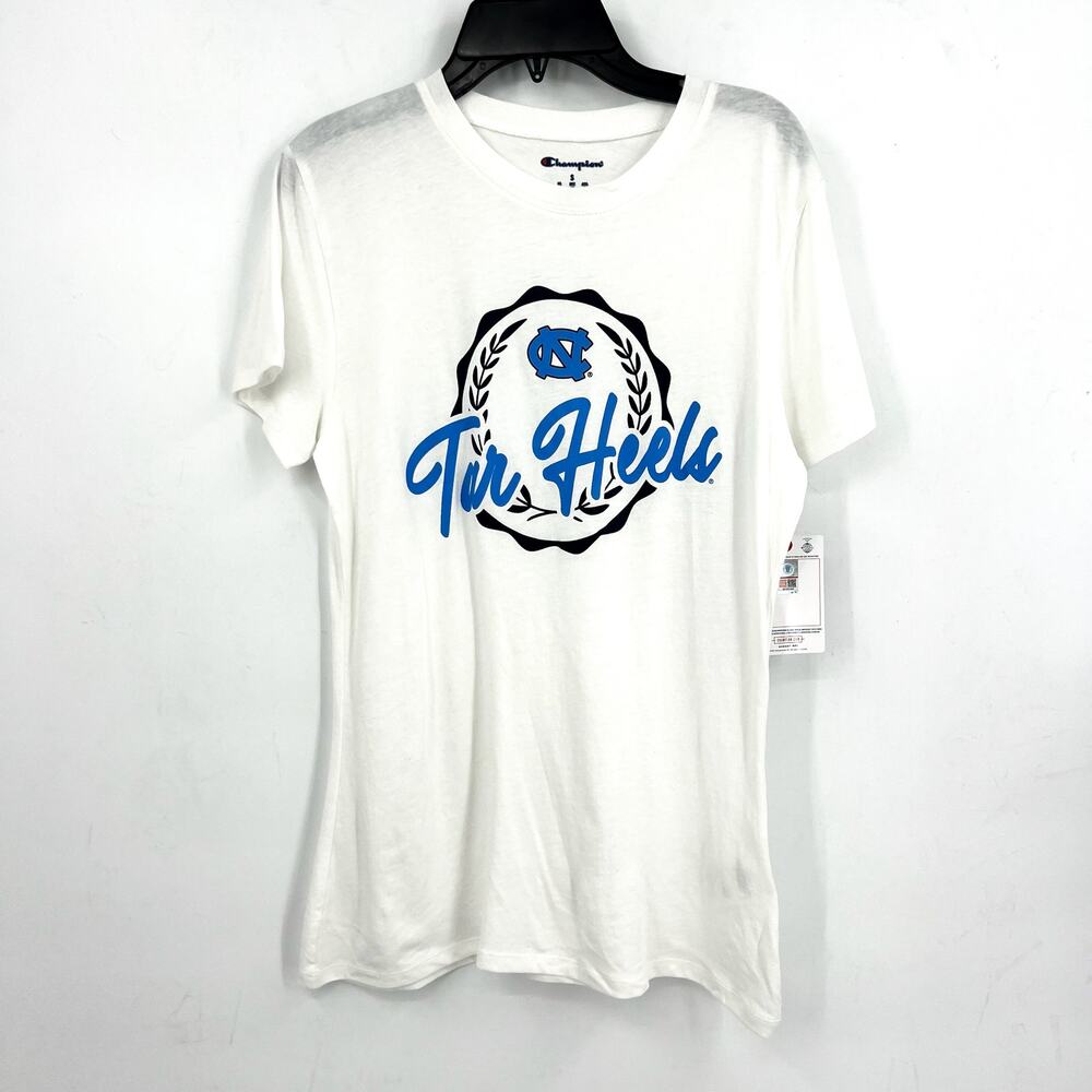 Champion Womens North Carolina Tar Heels T-Shirt Small White Short Sleeve NWT
